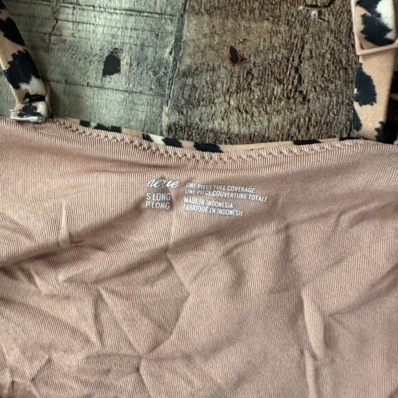 Aerie Womens Leopard Print One Piece Wrap Around Tie Swimsuit US S Long - Picture 3 of 8